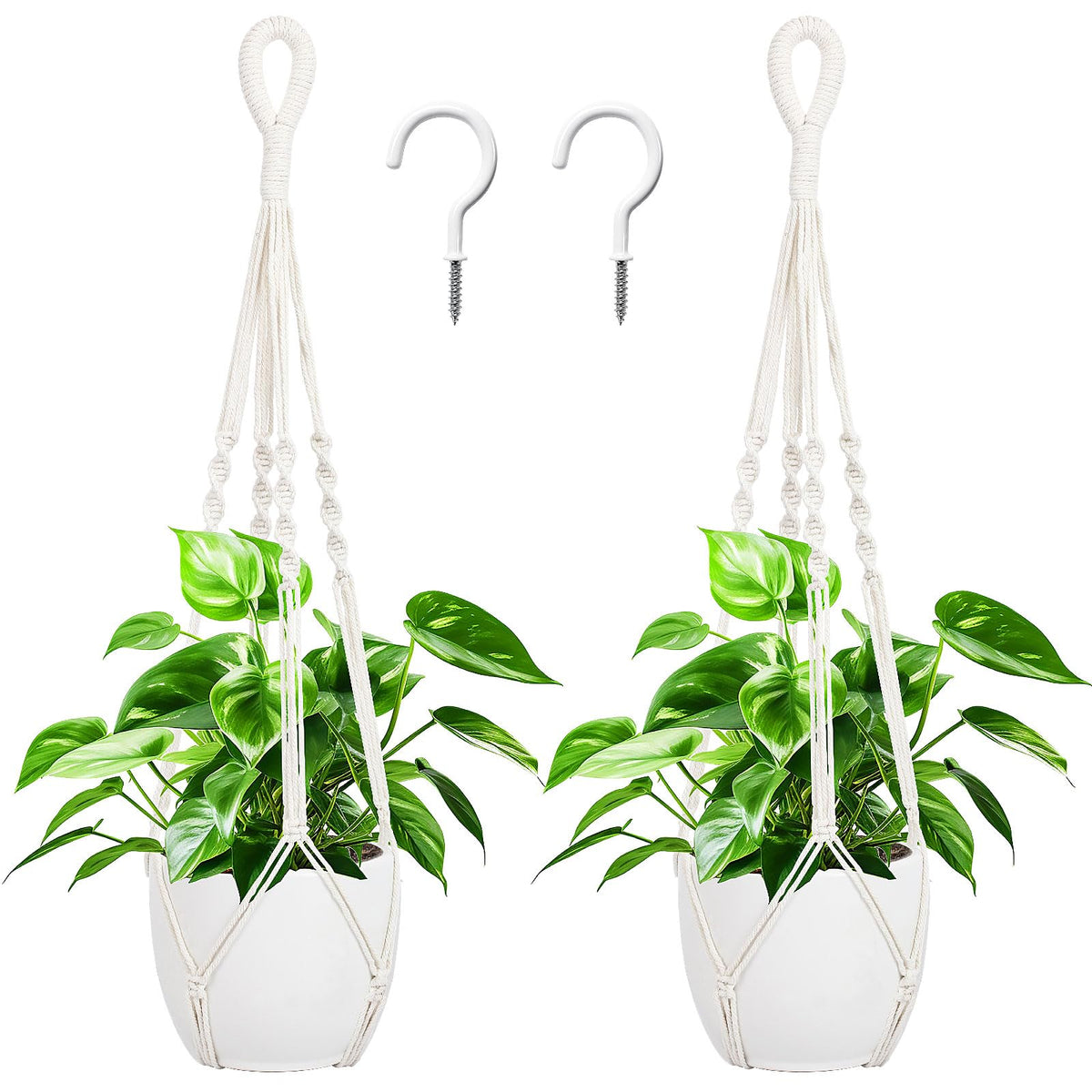 Augshy 27-inch macrame plant hanger, two-pack, ideal for stylish indoor display