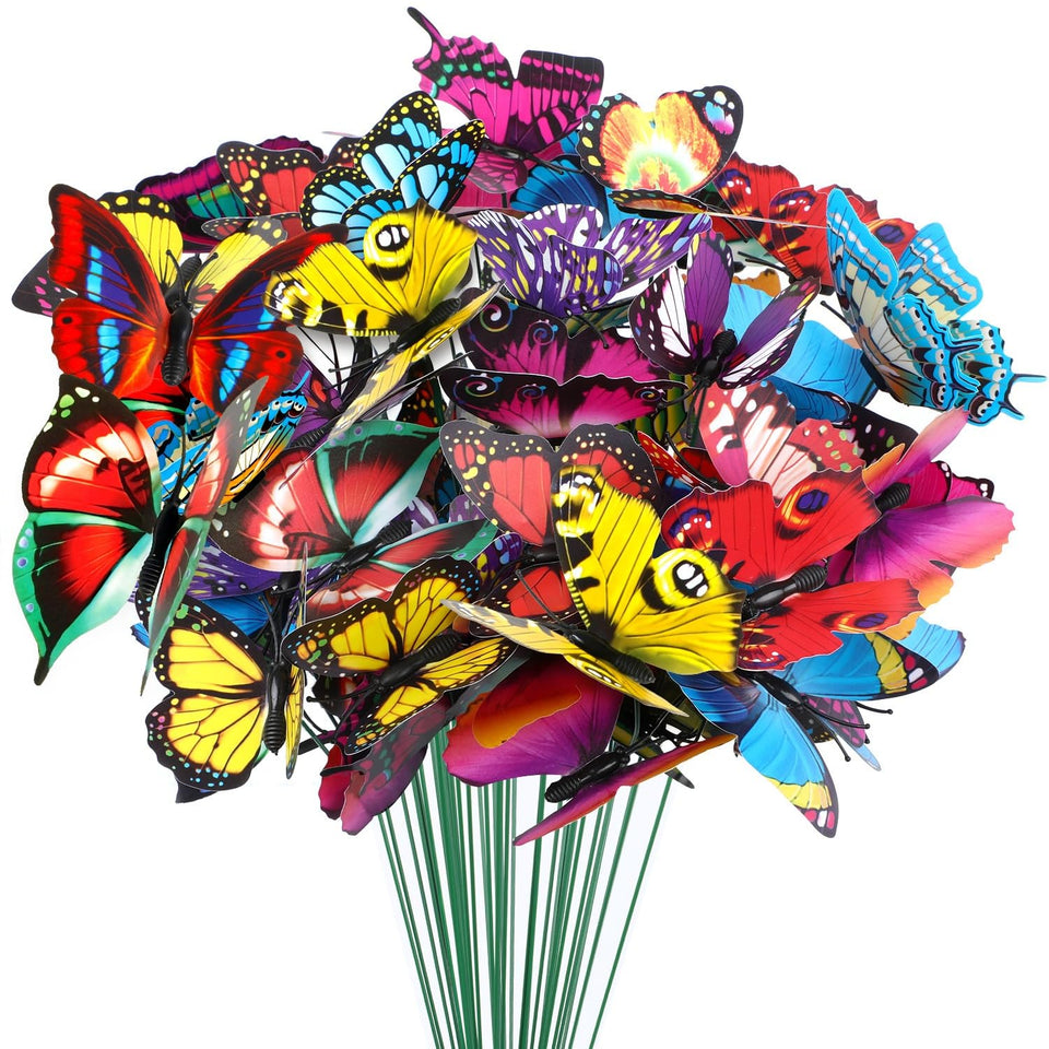 Augshy butterfly decorations, 75-piece package, adds year-round color to gardens.