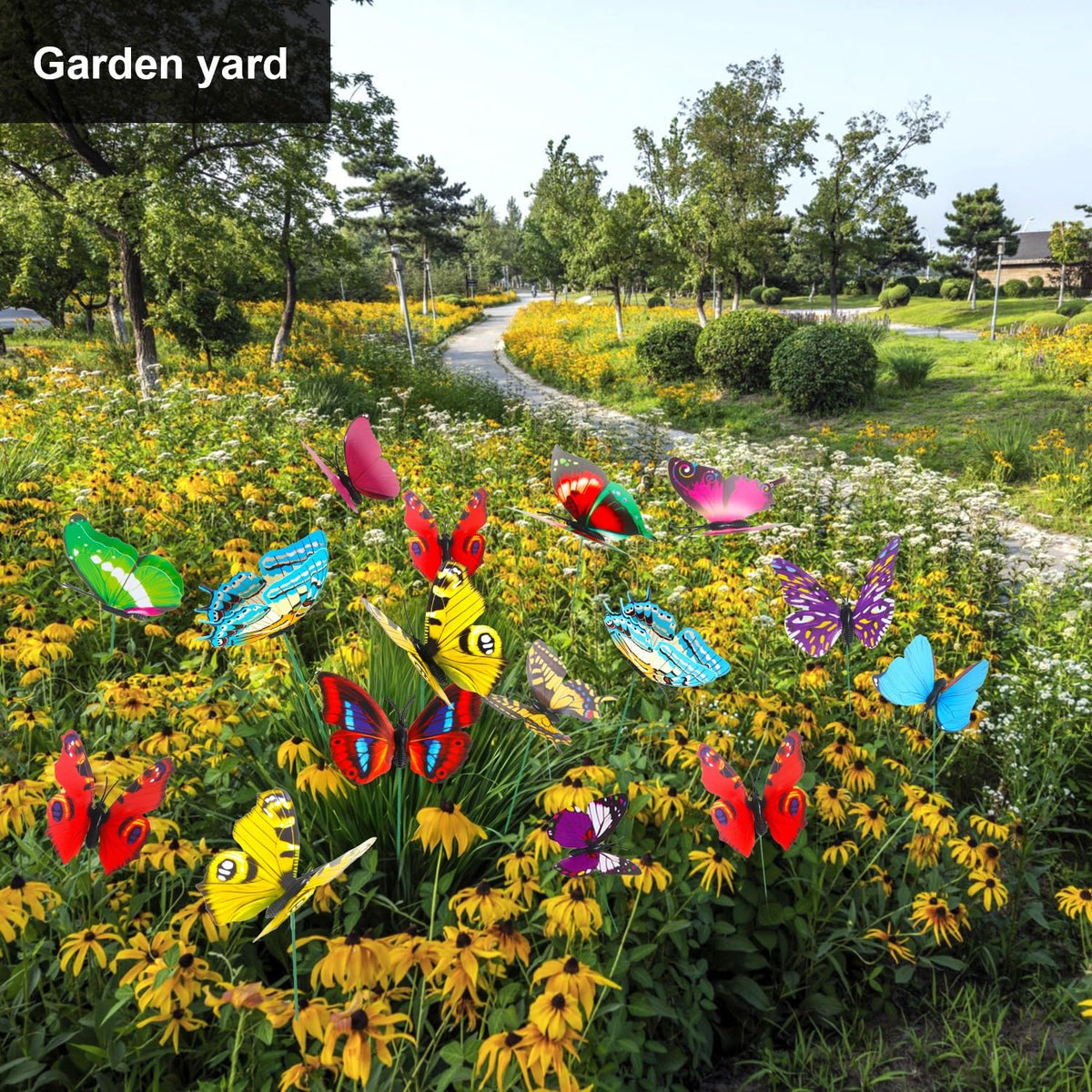 Augshy butterfly stakes displayed in pots for bright indoor decor.