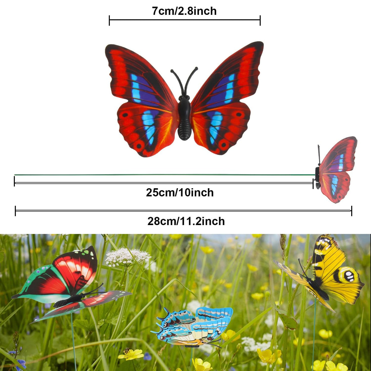 Augshy butterfly stakes with springs for gentle garden movement.