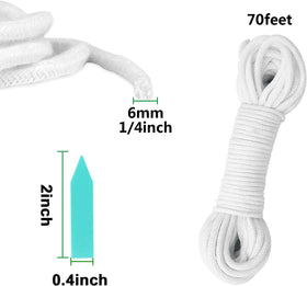 Augshy cotton-core wicking cord 1/4 inch diameter suitable for diverse pots