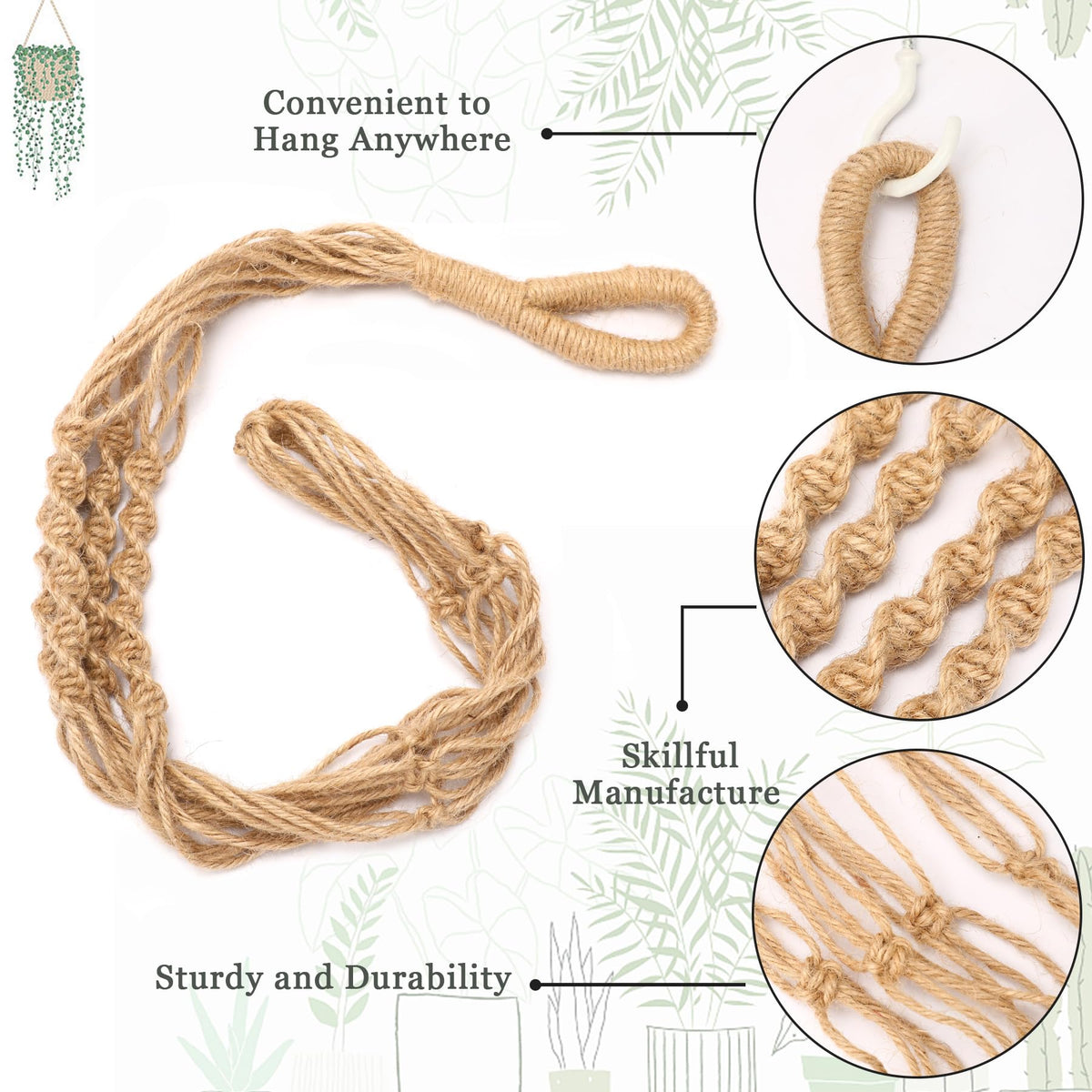 Durable cotton macrame by Augshy adds natural texture to any room.