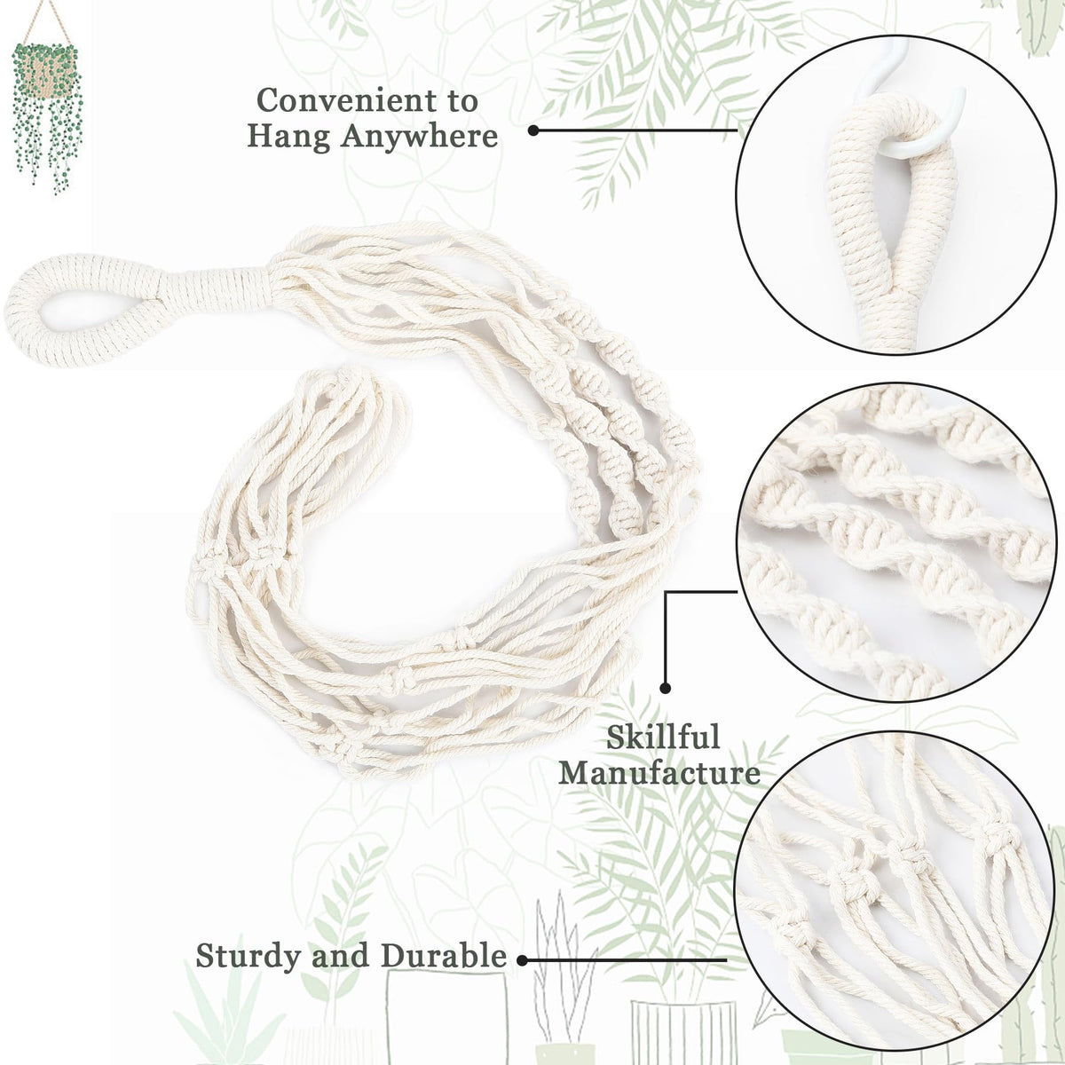 Augshy indoor-outdoor plant hanger displayed on a ceiling hook for flexibility
