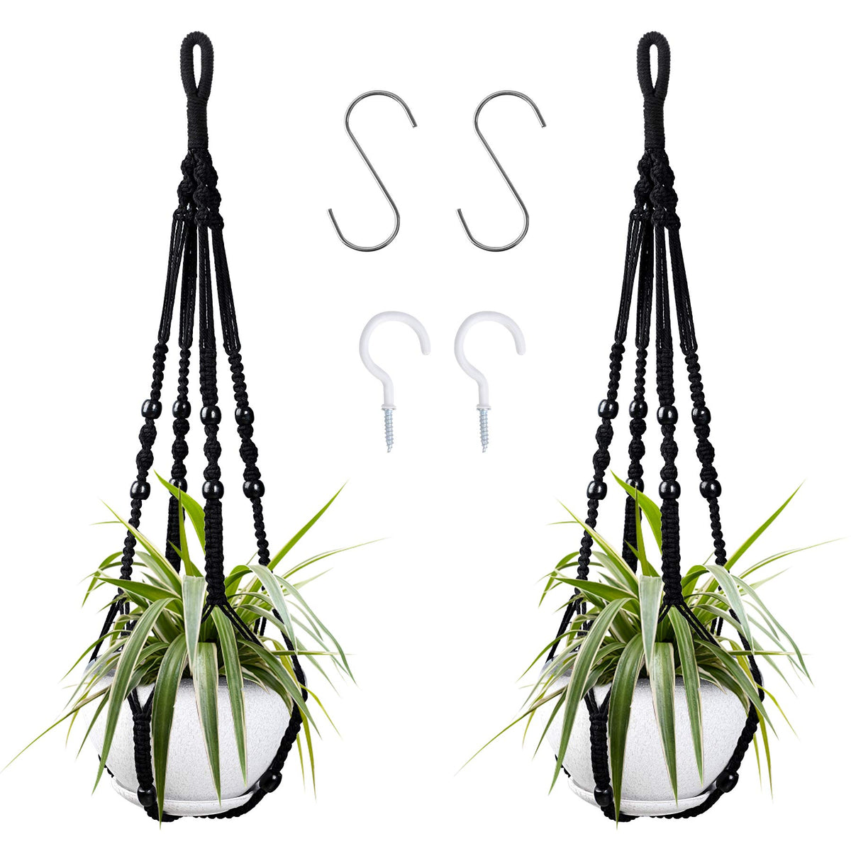 Augshy macrame hanging planter 2-pack displayed for indoor botanical display.