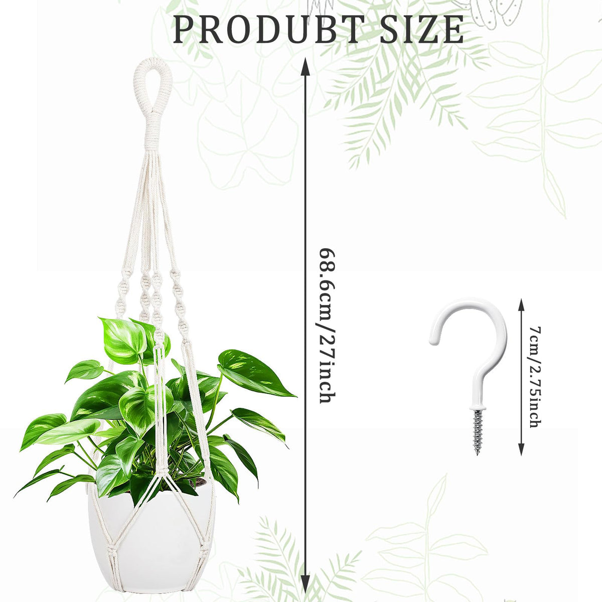 Augshy plant hanger hooks included for quick ceiling mounting