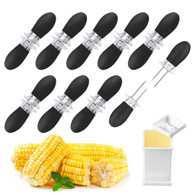 augsun corn holders 9 pairs in black, comfortable grip for mess-free corn on the cob