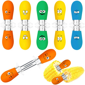 Augsun corn holders yellow fun-face set for playful family meals.