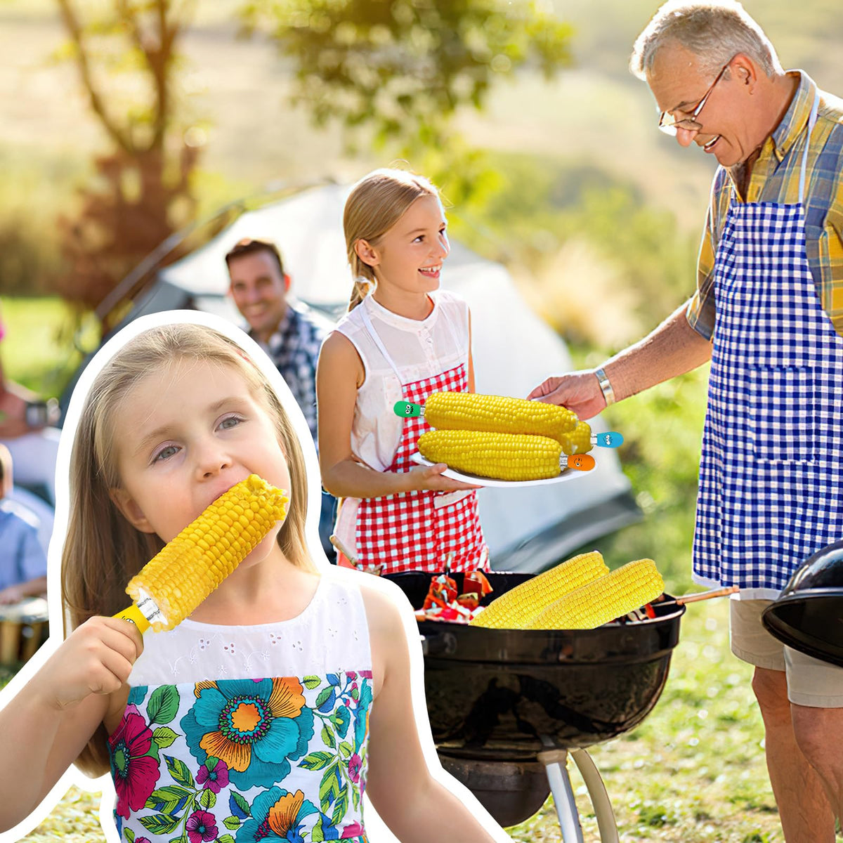 Augsun corn holders interlocking storage design for compact keeping.