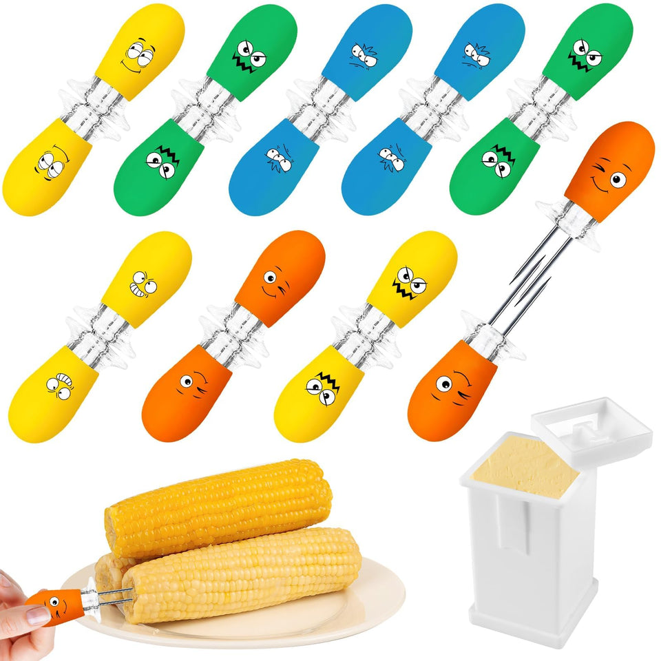Augsun corn holders kit full set in bright colors, ideal for family meals.