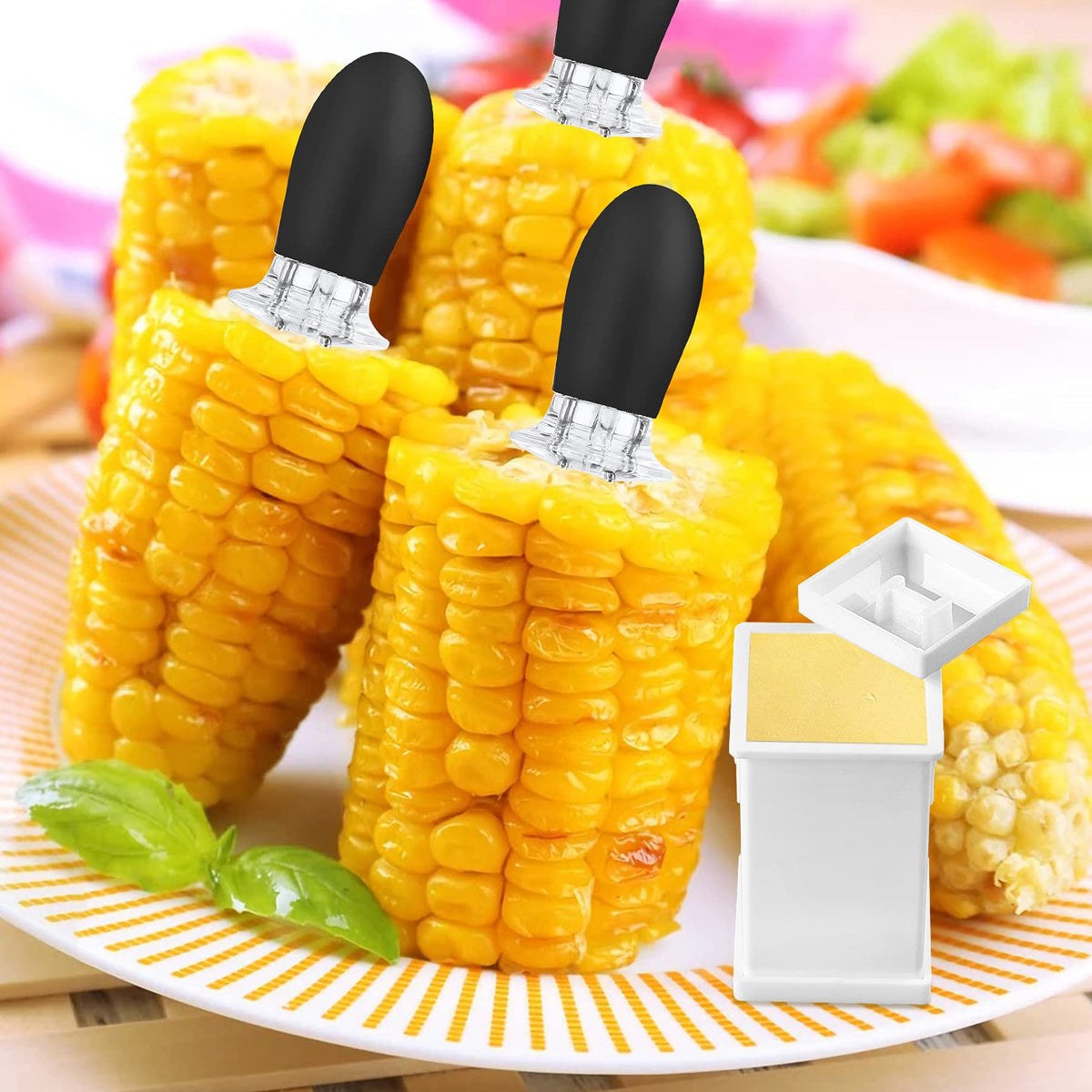 augsun corn holders stainless steel prongs, rust-proof and hygienic