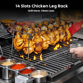 auisea stainless steel drumstick rack secures legs for steady grilling