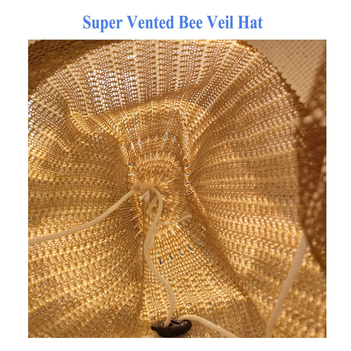 AukBeeFun Bee Veil Hat cord-secure detail demonstrates wind resistance