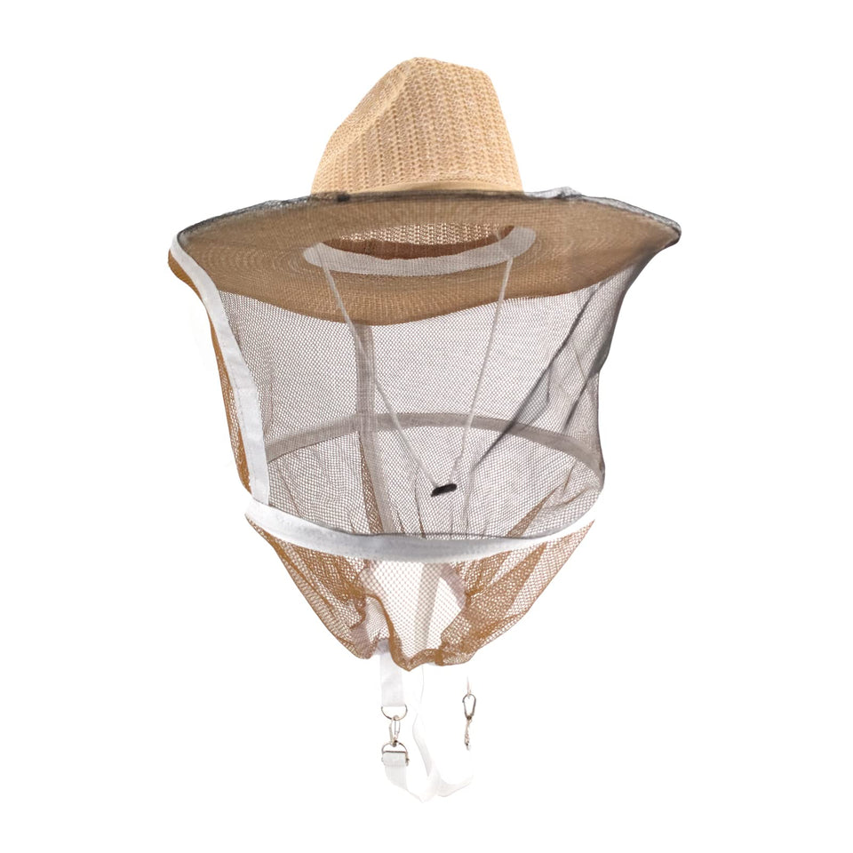 AukBeeFun Bee Veil Hat front view with wide brim for 360-degree protection