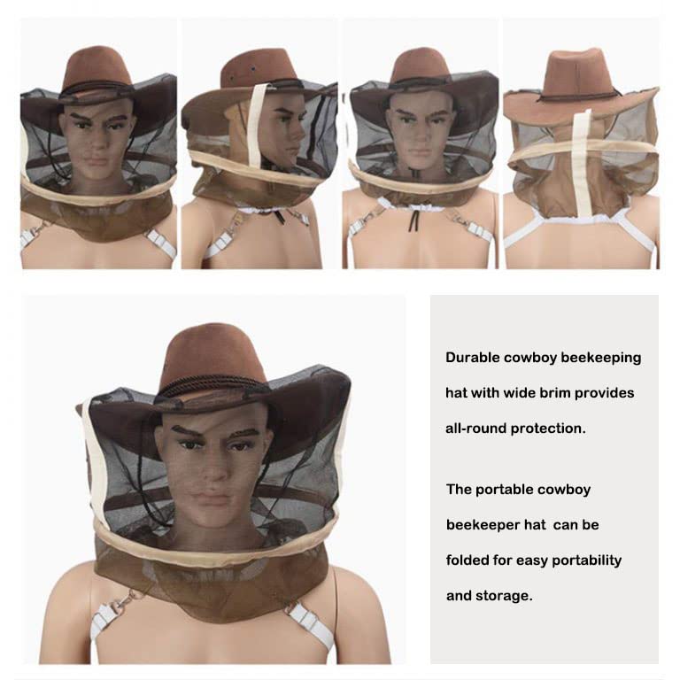 AukBeeFun cowboy hat with veil back view demonstrates secure fit and adjustability.
