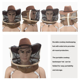 AukBeeFun cowboy hat with veil back view demonstrates secure fit and adjustability.