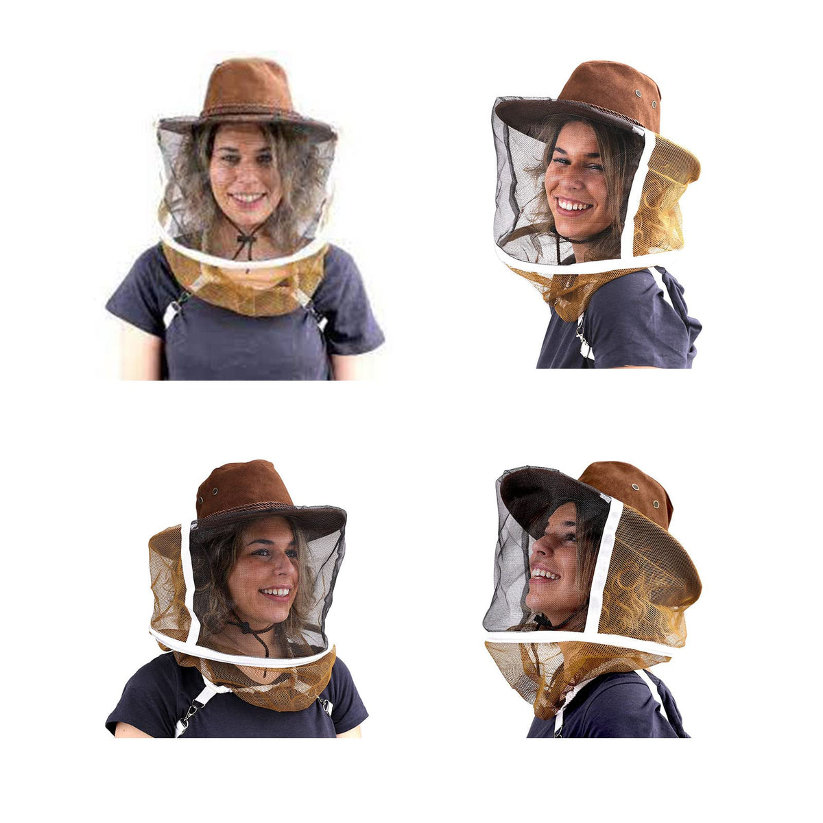 AukBeeFun hat in garden use for protective headwear during yard tasks.