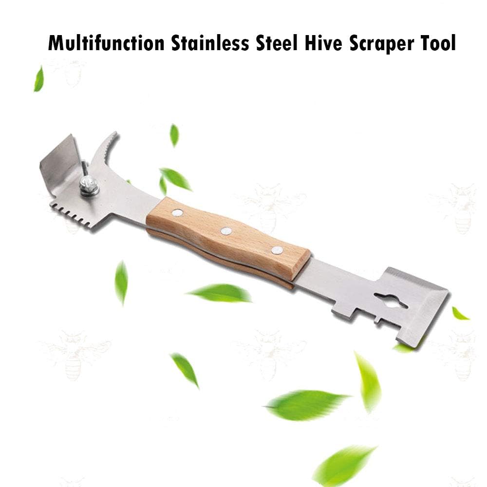 AukBeeFun hive tool scraper head in action, for scraping and prying frames smoothly.