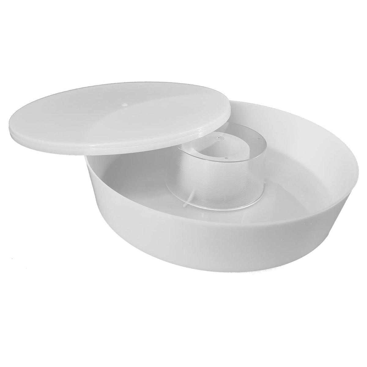 AukBeeFun round rapid feeder cup close-up showing anti-drowning texture for safe drinking.