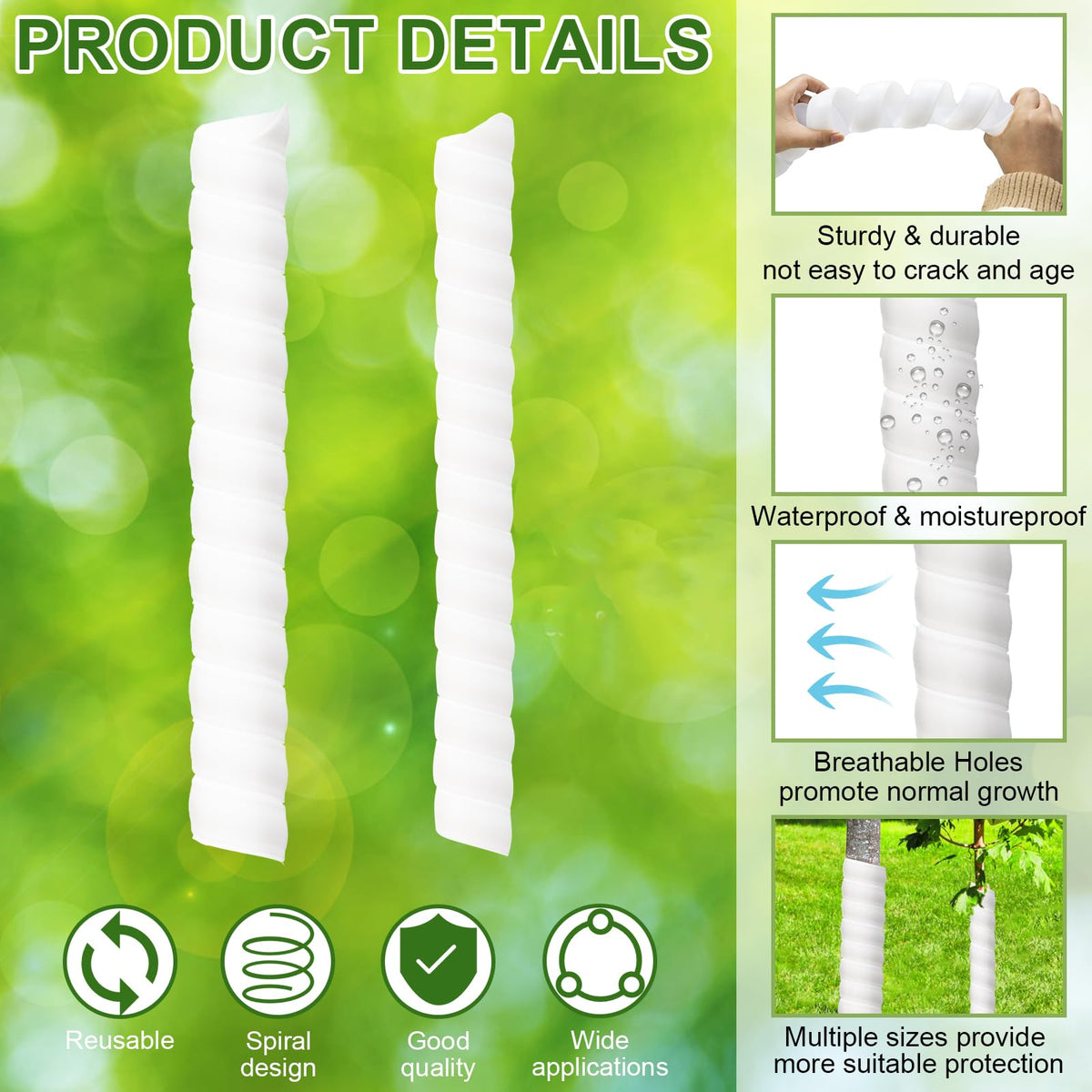 Aukney reusable plastic tree wrap stays durable when exposed to moisture and weather.