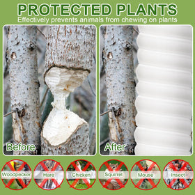 Aukney waterproof tree protectors shield saplings during mowing and grazing.
