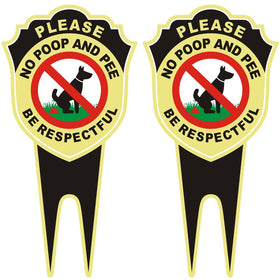 Aukstimes Please Be Respectful sign shown on dual-sided display for yards and gardens.