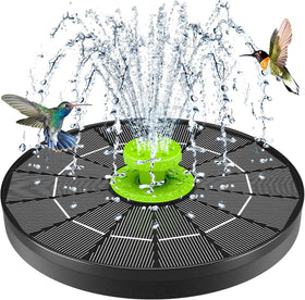 Aukuel 4.0W solar pump front view powering a bright bird bath