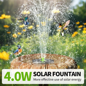 Aukuel pump in bird bath illustrates safe, effortless fountain operation