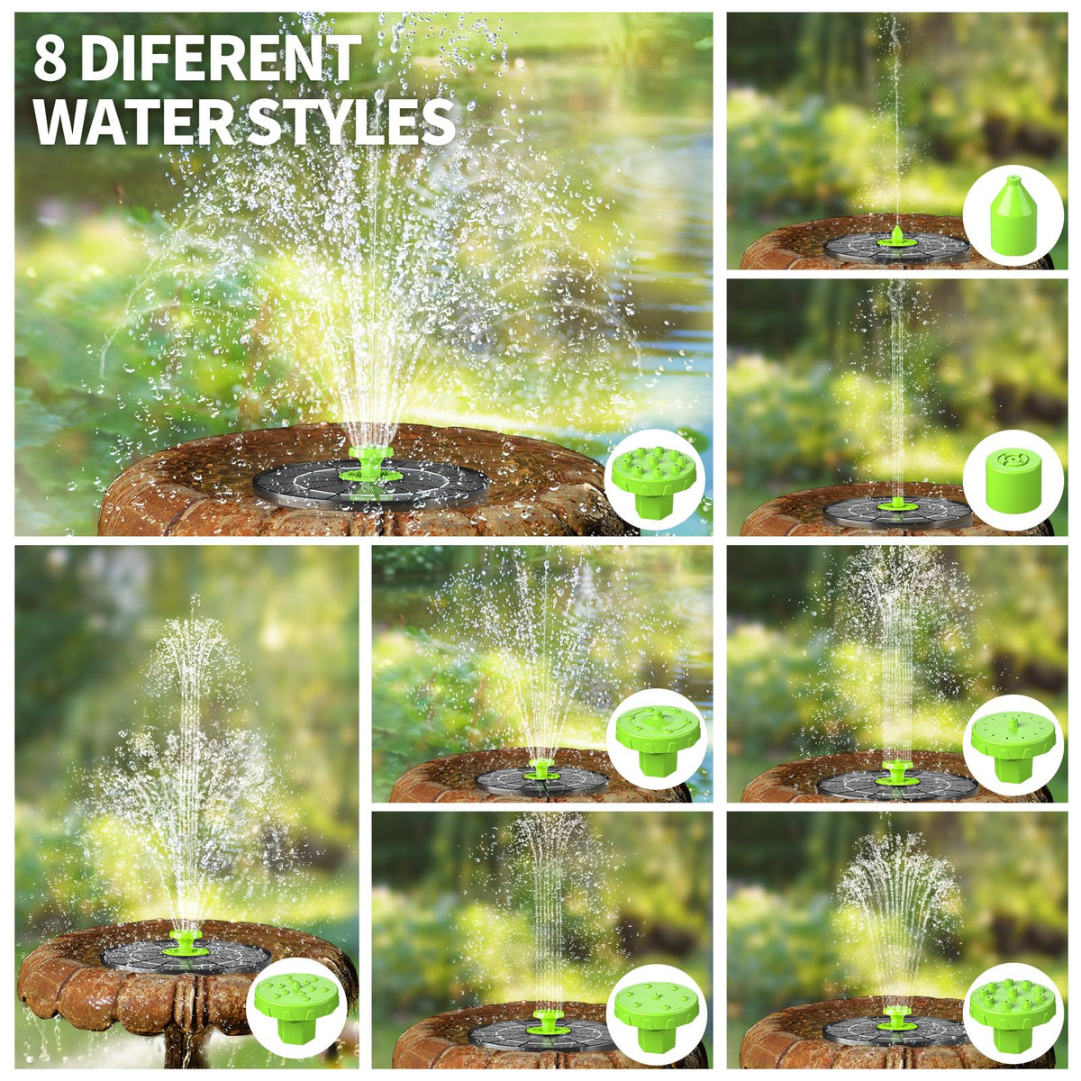 Aukuel garden fountain in sunlight running without wires