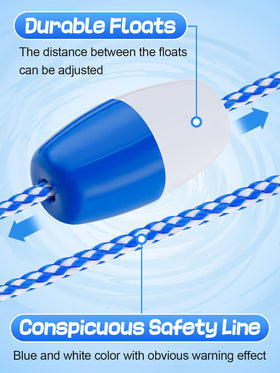 Blue and white floats provide high visibility to delineate zones.
