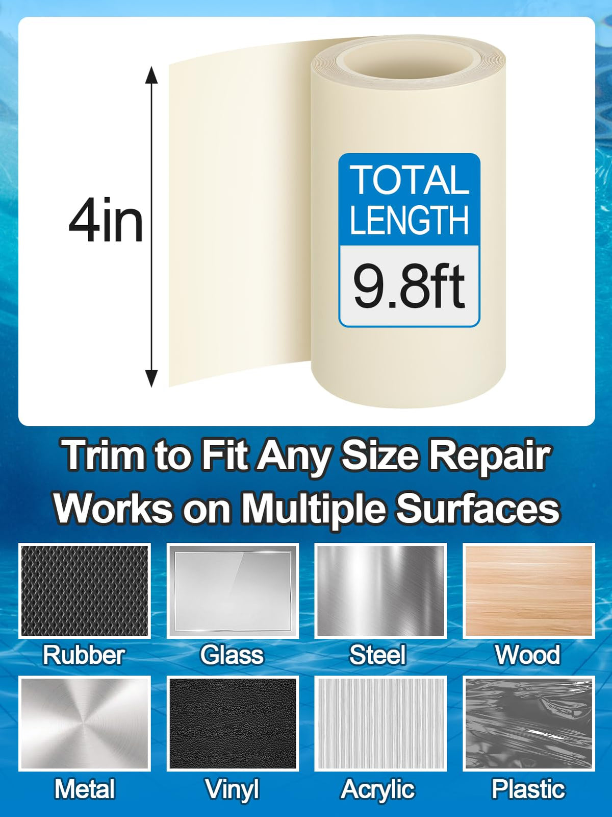 Aulock customizable roll enables large-tear patches for pools, hot tubs, and floats.
