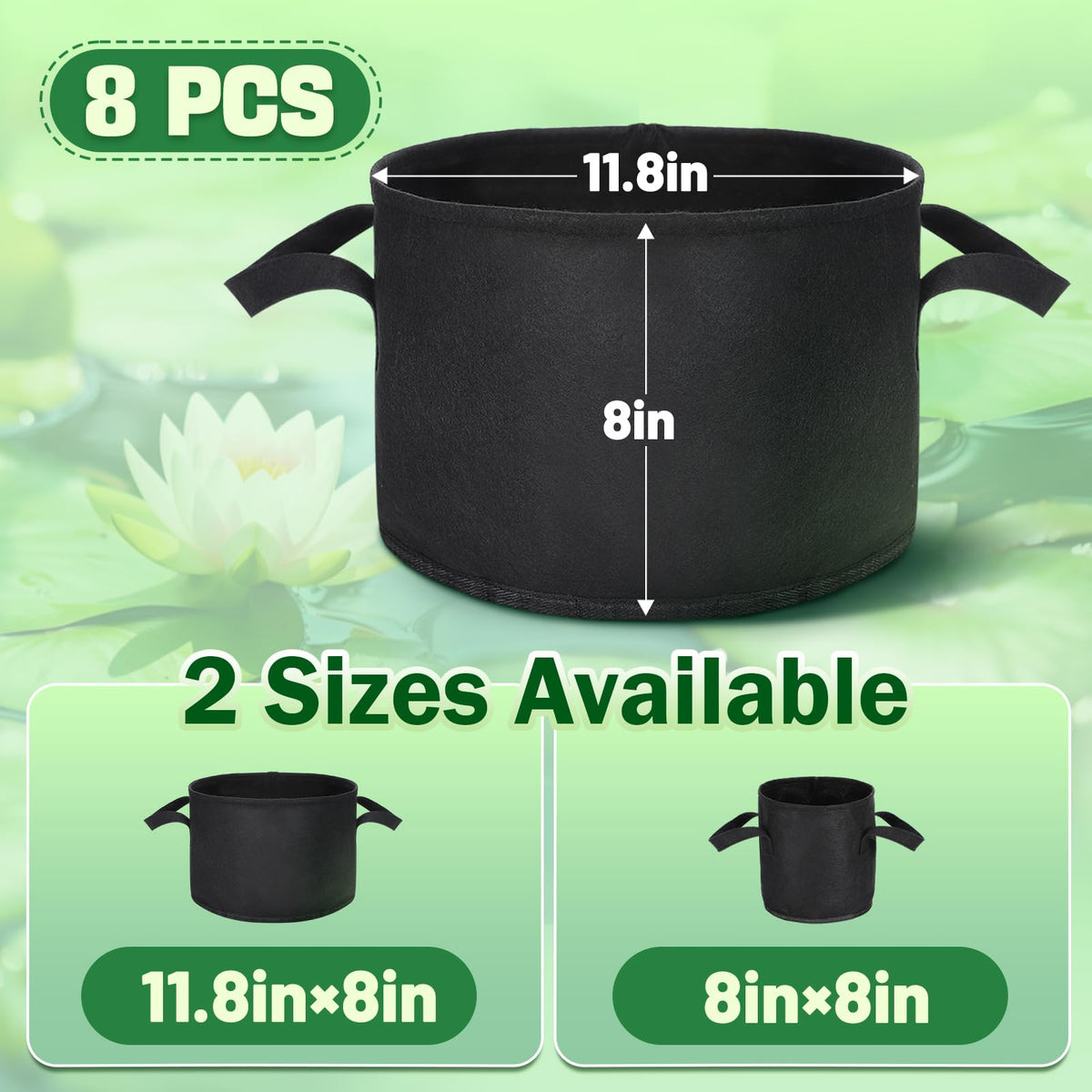 Aulock grow bag with 11.8-inch diameter offers ample root space.