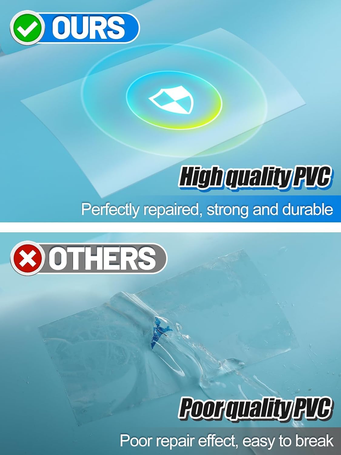 Aulock quick-repair patch on pool liner demonstrates fast setup.