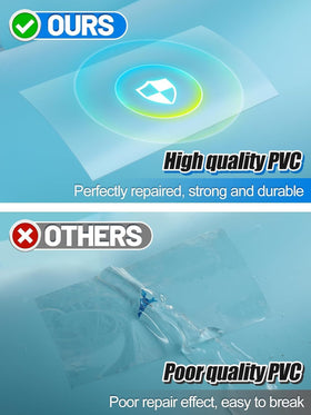 Aulock quick-repair patch on pool liner demonstrates fast setup.