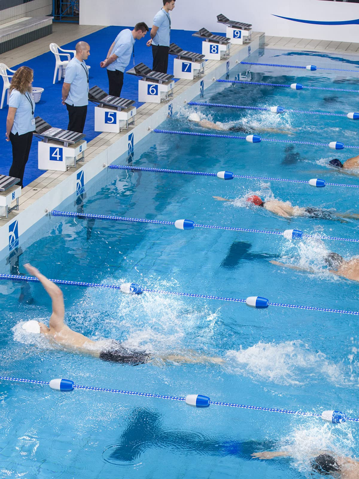 Pool lane divider option helps create a dedicated swim space.