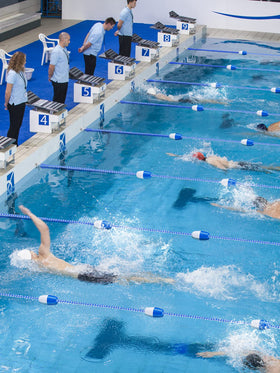 Pool lane divider option helps create a dedicated swim space.