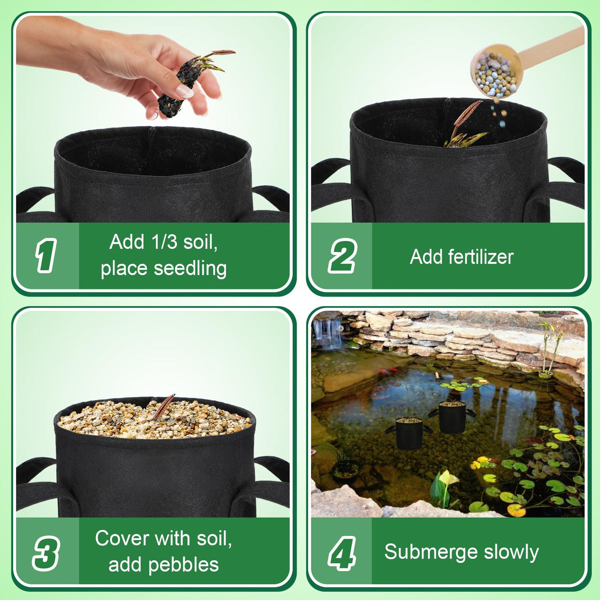 Aulock safe for pond life material emphasizes koi and fish-friendly cultivation.