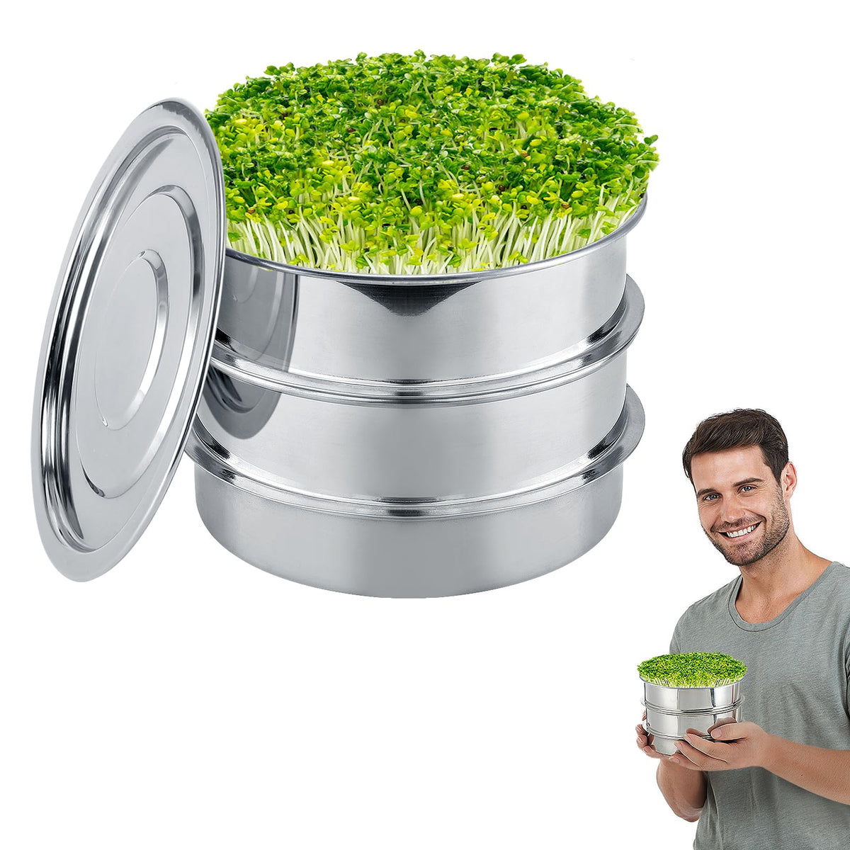 Aulock base of stainless steel seed sprouting kit enabling stable home sprouts
