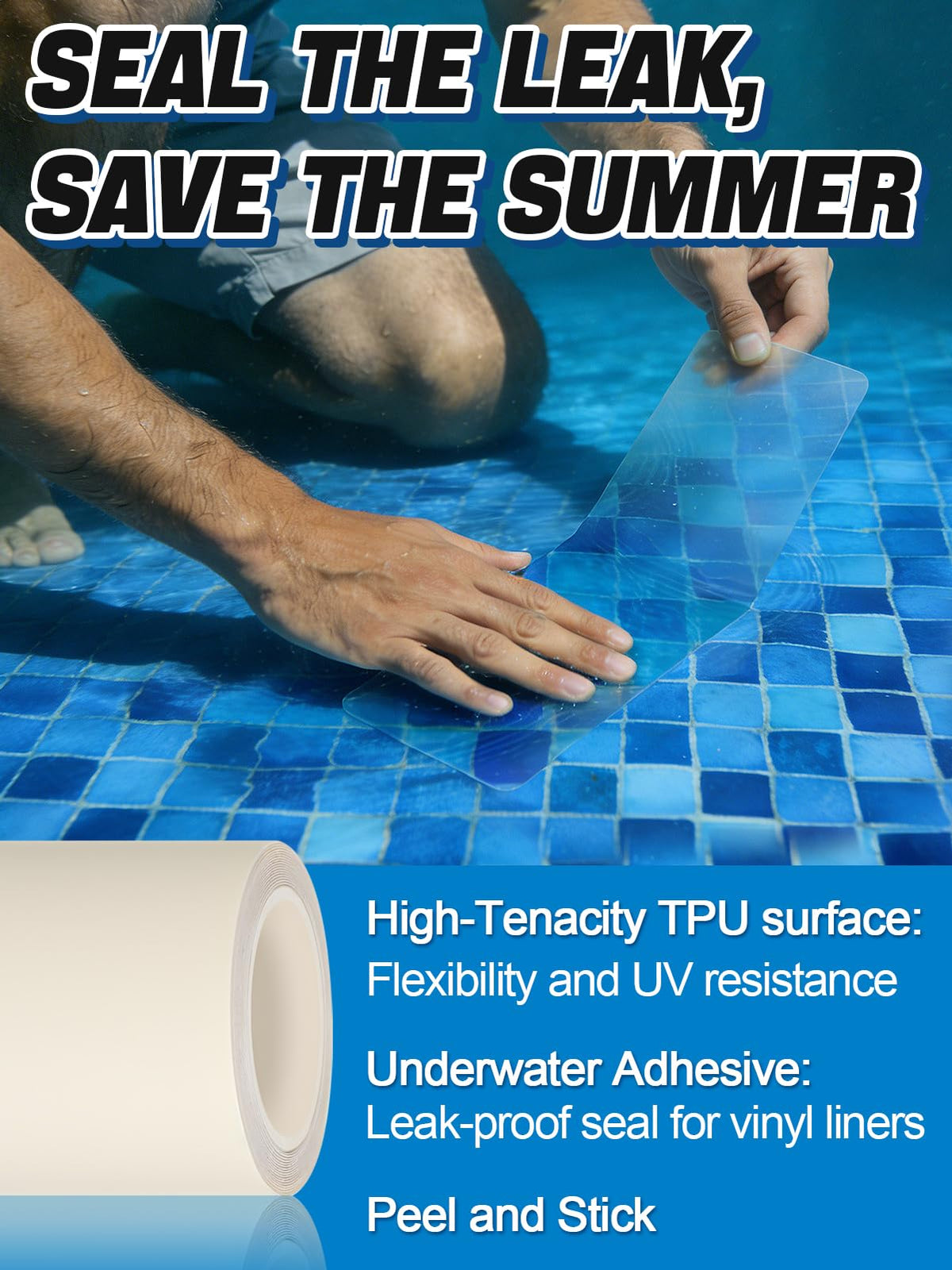 Aulock underwater patching in action, patch adheres without draining water.