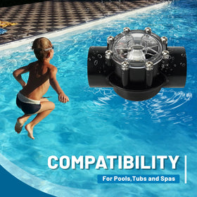 Aumzong 7305 compatible with Jandy connections and 2in to 2-1/2in pipes.
