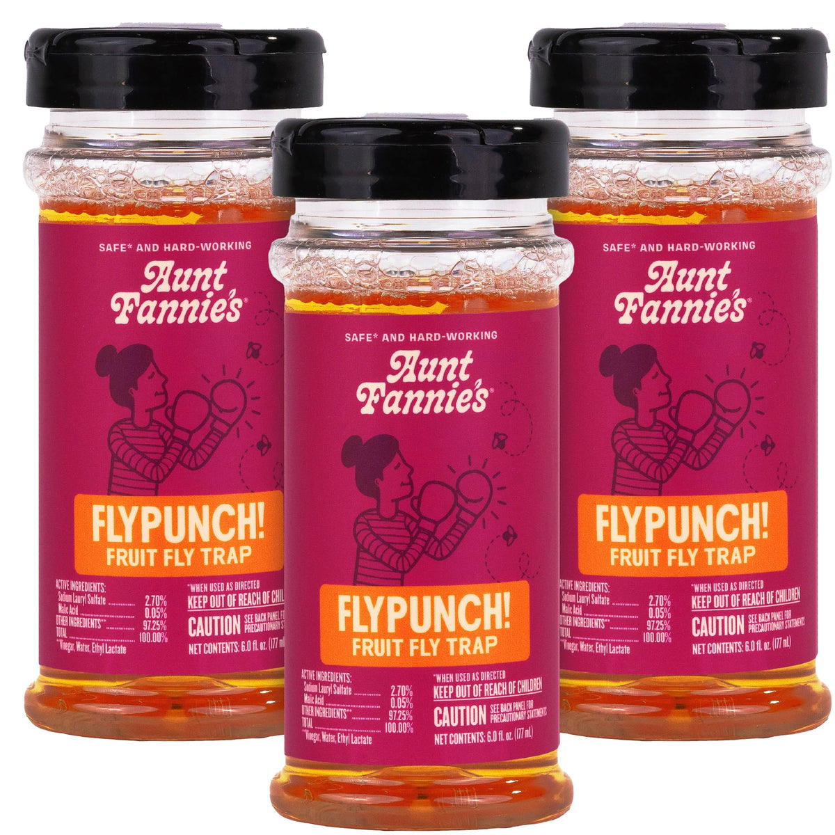 Aunt Fannie's FlyPunch bottle top open attracting fruit flies indoors
