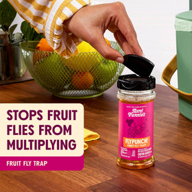 Aunt Fannie's FlyPunch with plant-based ingredients attracting fruit flies effectively.