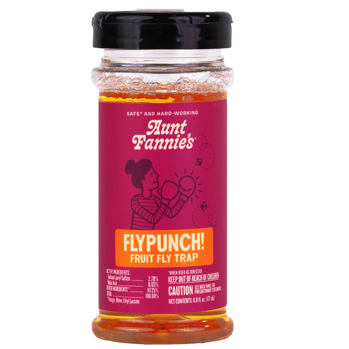 Aunt Fannie's FlyPunch trap with flip-top lid ready for quick, mess-free setup in the kitchen.