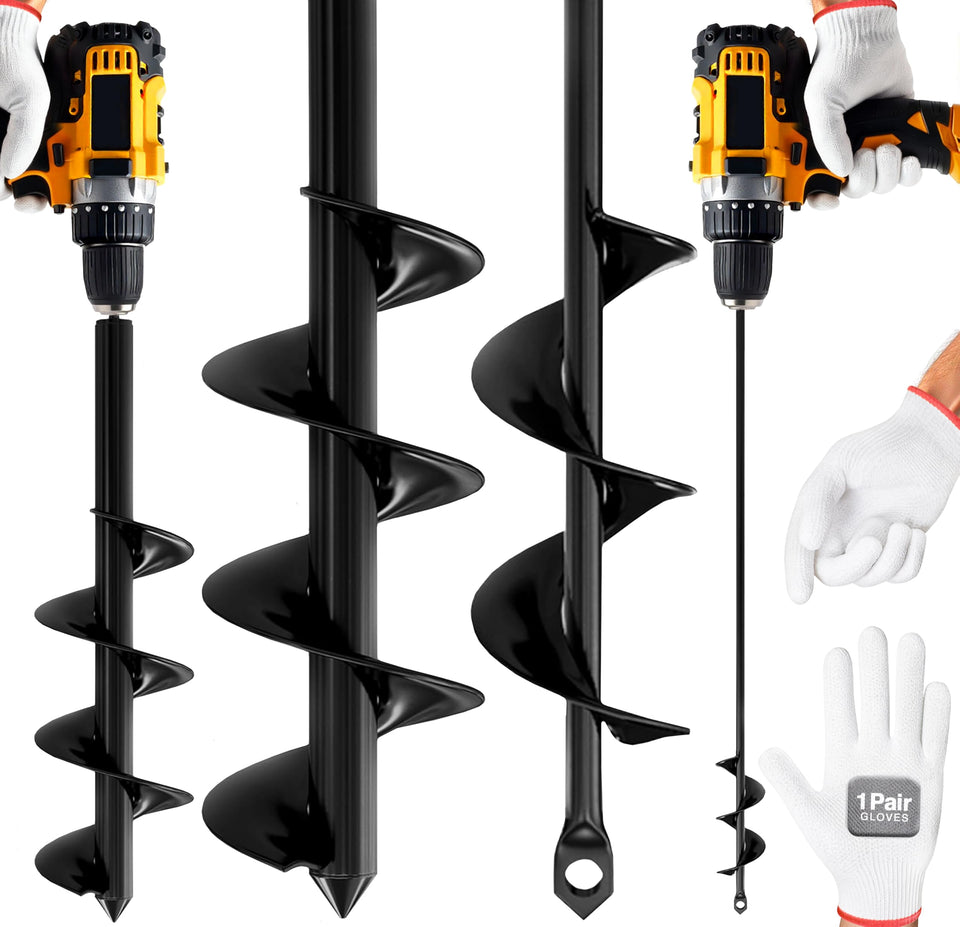 Auntr 2-pack auger bits in use for quick planting in loose soil