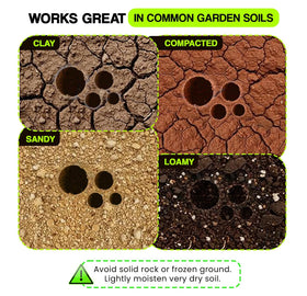 Heavy-duty steel construction with powder-coated finish for tough soil.