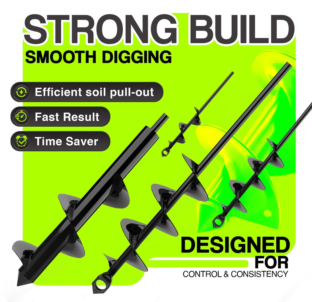 Universal 3/8 inch hex drive fit works with most drills.
