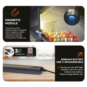 AuntyFey grill lights feature a 360-degree head for versatile lighting.