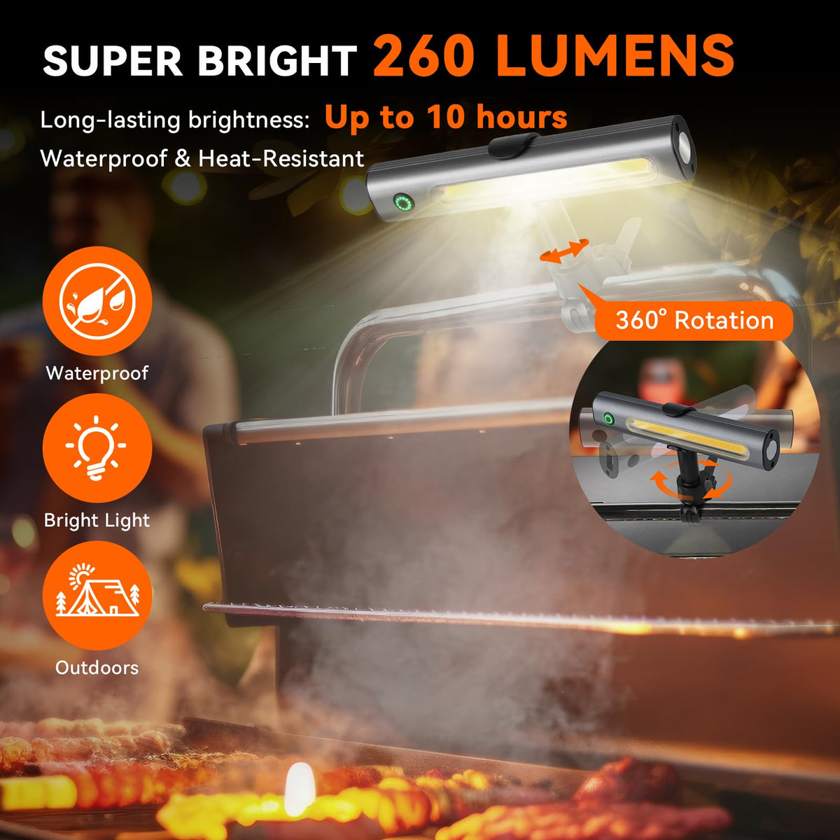 AuntyFey grill lights attach to metal surfaces securely for on-grill lighting.