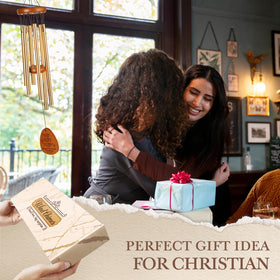 Aurahouse wind chimes with engraved Bible verses inviting outdoor contemplation