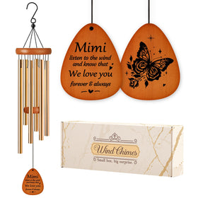 Aurahouse Mimi wind chime with heartfelt message on metal body.