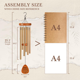 Aurahouse Mimi wind chime features aluminum metal and natural pine wood.